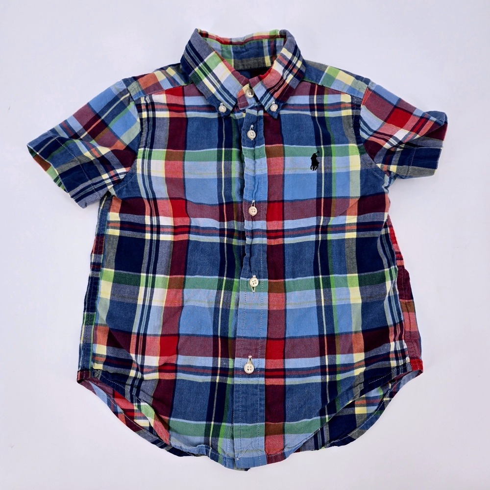 Polo‎ Ralph Lauren Toddler 2T Plaid Madras Button Down Shirt Spring Summer